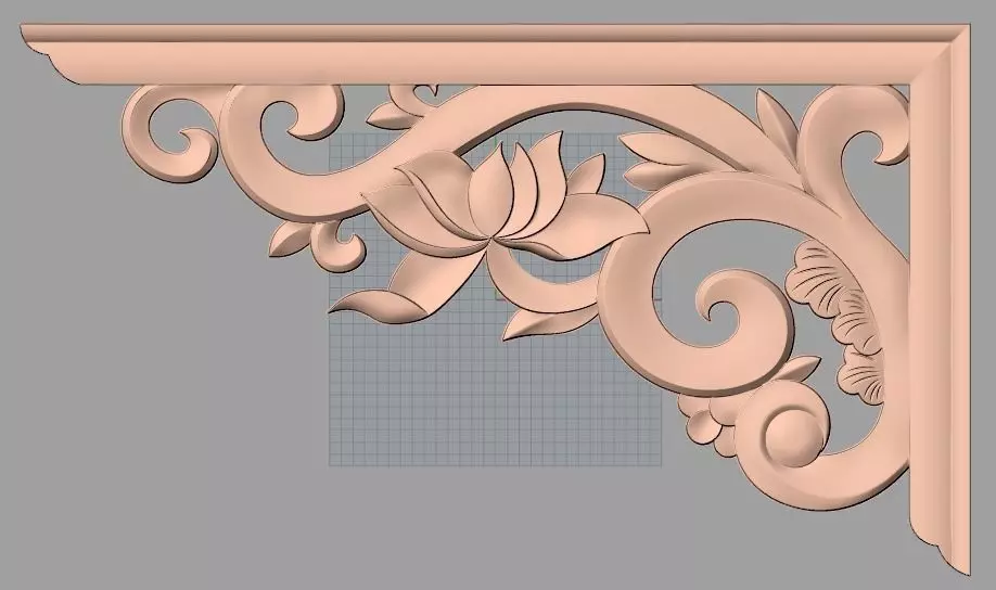 Furniture decorative corner flower 3D STL model for CNC E872 3D model_0