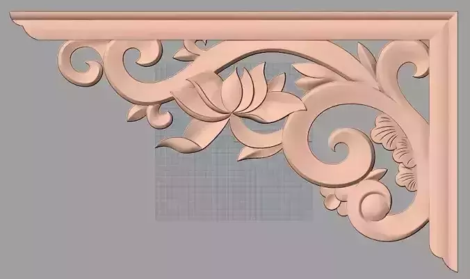 Furniture decorative corner flower 3D STL model for CNC E872