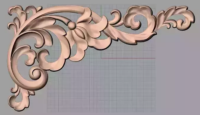 Furniture decorative corner flower 3D STL model for CNC E871