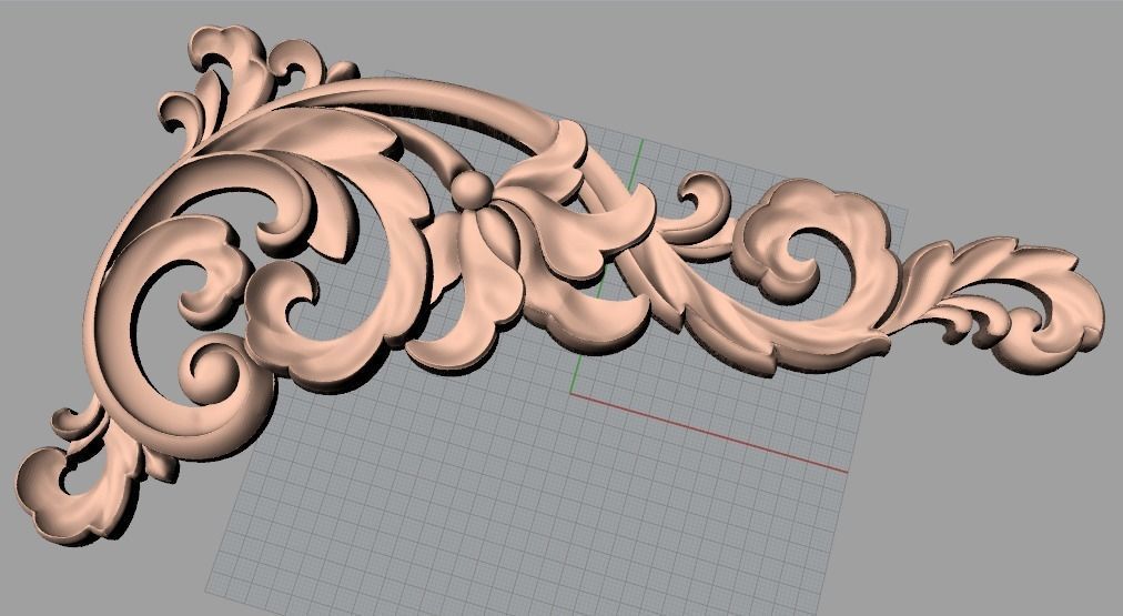Furniture decorative corner flower 3D STL model for CNC E871 3D model_1