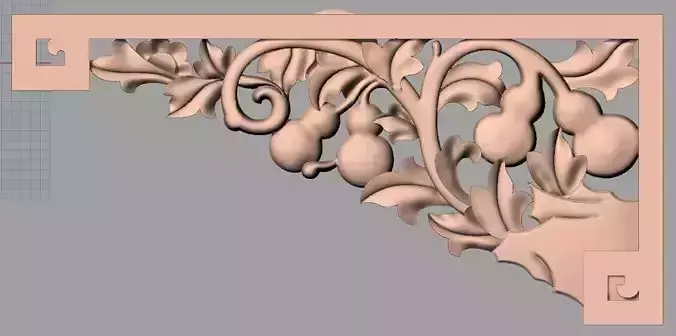 Furniture decorative corner flower 3D STL model for CNC E870