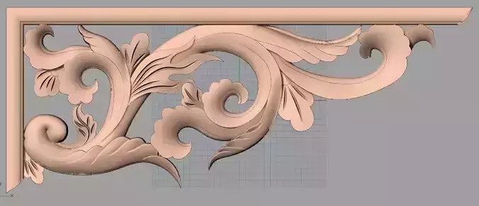 Furniture decorative corner flower 3D STL model for CNC E869