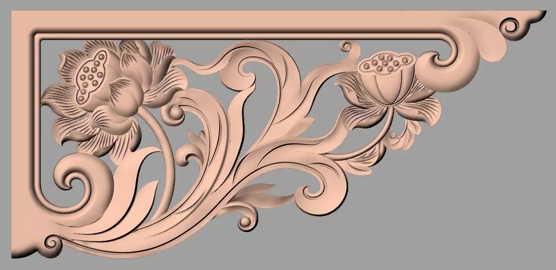 Furniture decorative corner flower 3D STL model for CNC E868 3D model