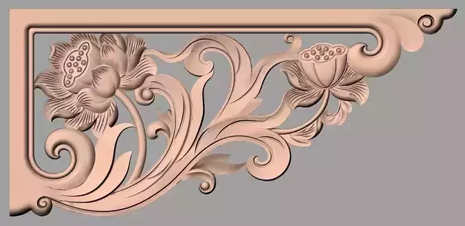 Furniture decorative corner flower 3D STL model for CNC E868