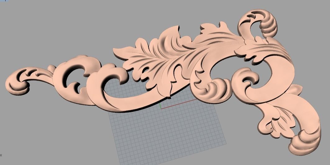 Furniture decorative corner flower 3D STL model for CNC E867 3D model_1