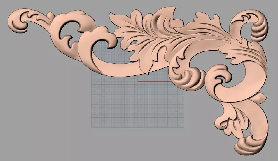 Furniture decorative corner flower 3D STL model for CNC E867 3D model_0