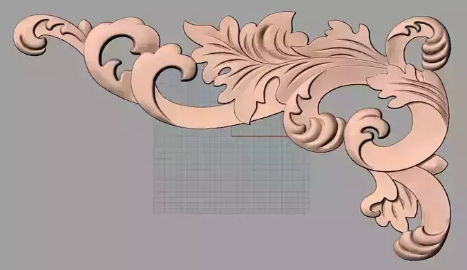 Furniture decorative corner flower 3D STL model for CNC E867