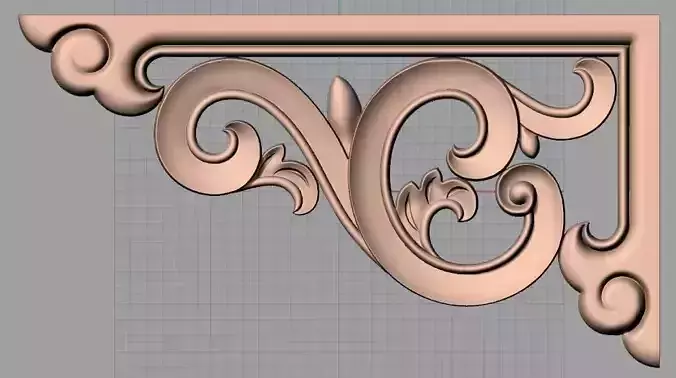 Furniture decorative corner flower 3D STL model for CNC E866