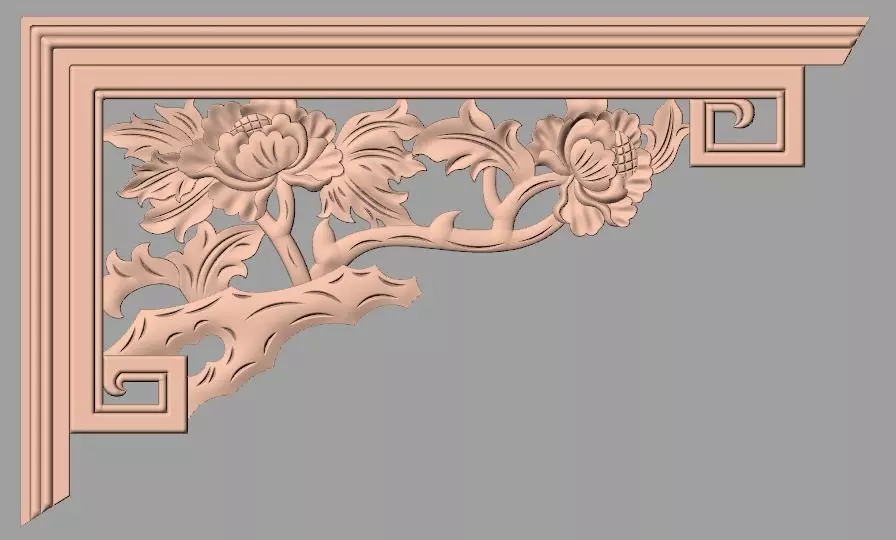 Furniture decorative corner flower 3D STL model for CNC E865 3D model_0