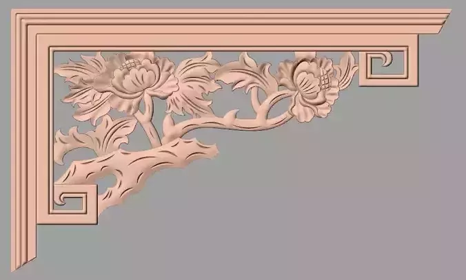 Furniture decorative corner flower 3D STL model for CNC E865