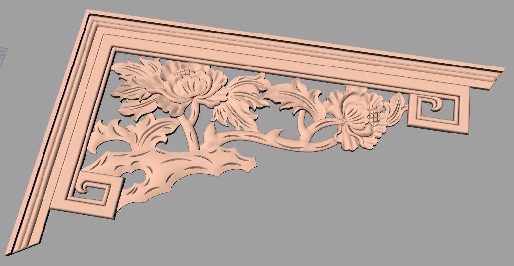 Furniture decorative corner flower 3D STL model for CNC E865 3D model_1