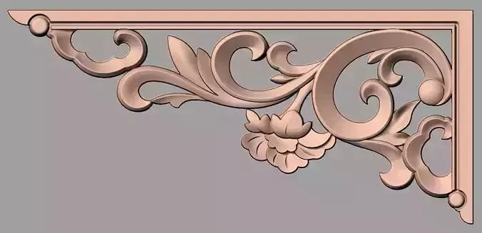Furniture decorative corner flower 3D STL model for CNC E864 3D model