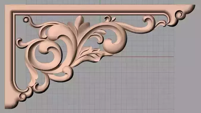 Furniture decorative corner flower 3D STL model for CNC E863