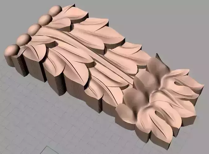 Door Post flower 3D STL Model for CNC Router Carving E948