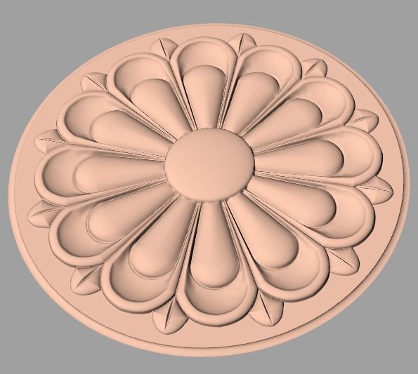 Furniture decoration round flower 3D STL model for CNC E945 3D model_1