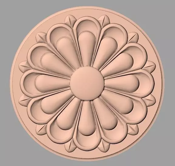 Furniture decoration round flower 3D STL model for CNC E945 3D model_0