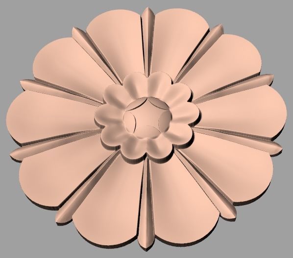 Furniture decoration round flower 3D STL model for CNC E943 3D model_1