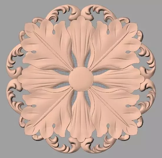 Furniture decoration round flower 3D STL model for CNC E942 3D model