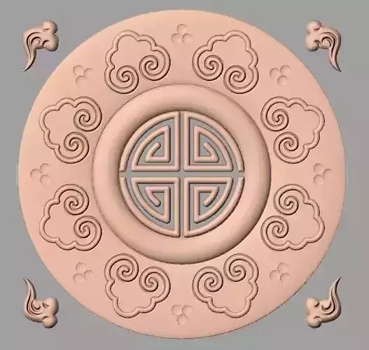 Furniture decoration round flower 3D STL model for CNC E941 3D model