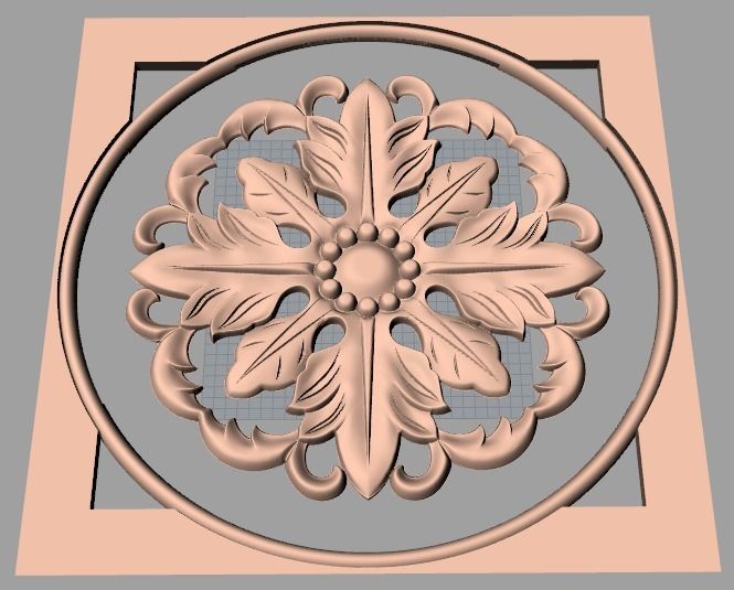 Furniture decoration round flower 3D STL model for CNC E939 3D model_1