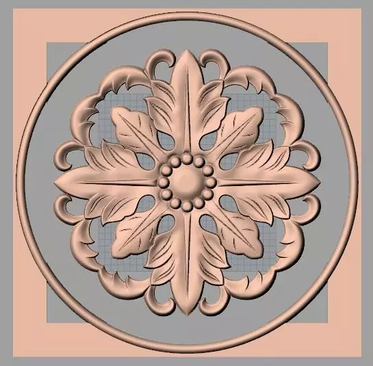 Furniture decoration round flower 3D STL model for CNC E939 3D model_0