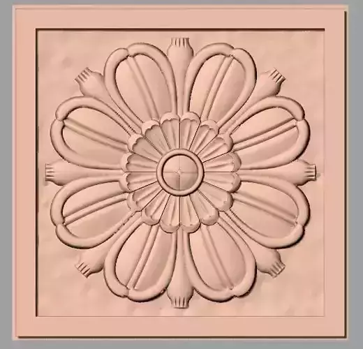 Furniture decoration round flower 3D STL model for CNC E934