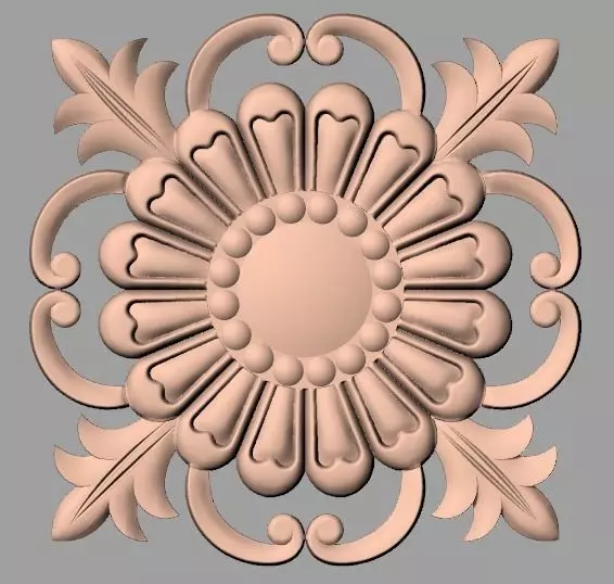 Furniture decoration round flower 3D STL model for CNC E933 3D model_0