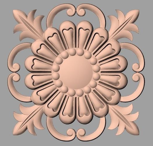 Furniture decoration round flower 3D STL model for CNC E933 3D model