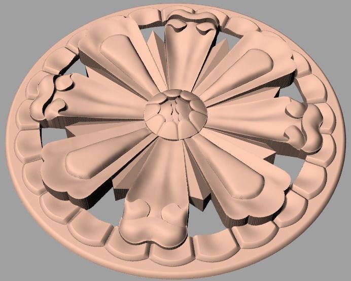Furniture decoration round flower 3D STL model for CNC E931 3D model_1