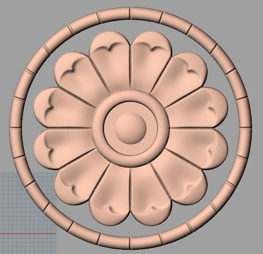 Furniture decoration round flower 3D STL model for CNC E930 3D model