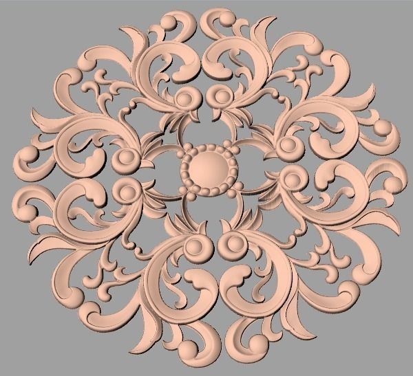 Furniture decoration round flower 3D STL model for CNC E928 3D model_1