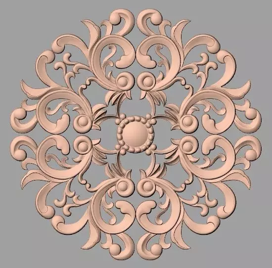 Furniture decoration round flower 3D STL model for CNC E928 3D model_0