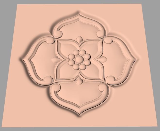 Furniture decoration round flower 3D STL model for CNC E926 3D model_1
