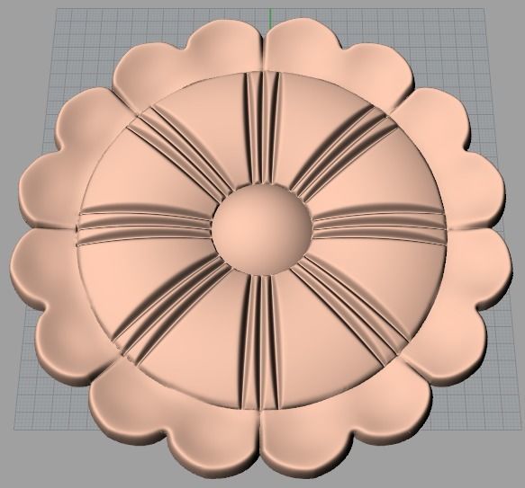 Furniture decoration round flower 3D STL model for CNC E924 3D model_1