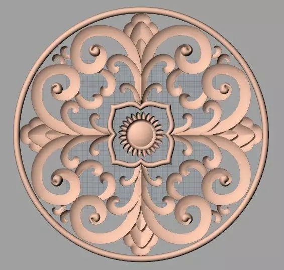 Furniture decoration round flower 3D STL model for CNC E923 3D model_0