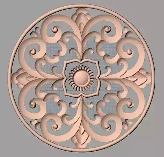 Furniture decoration round flower 3D STL model for CNC E923
