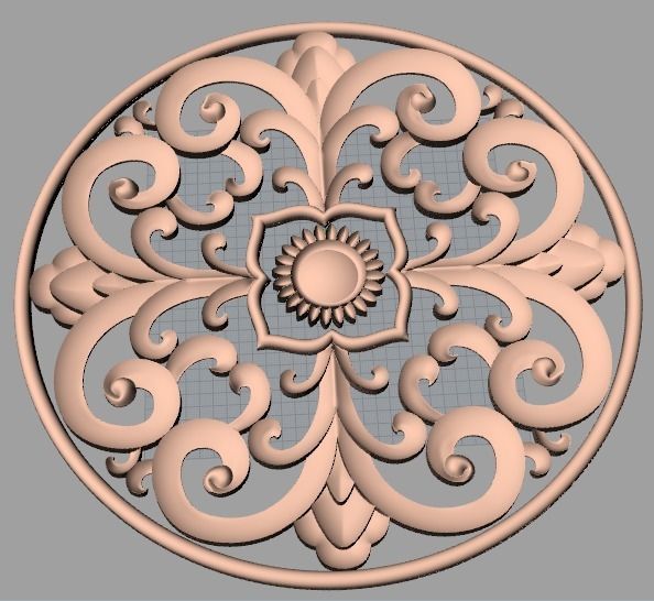 Furniture decoration round flower 3D STL model for CNC E923 3D model_1