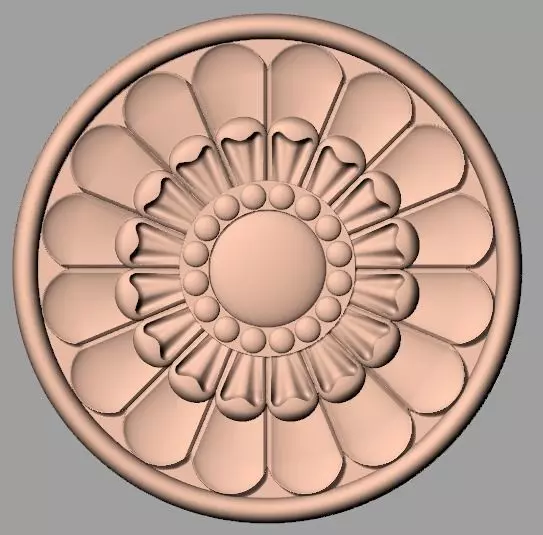 Furniture decoration round flower 3D STL model for CNC E918 3D model_0
