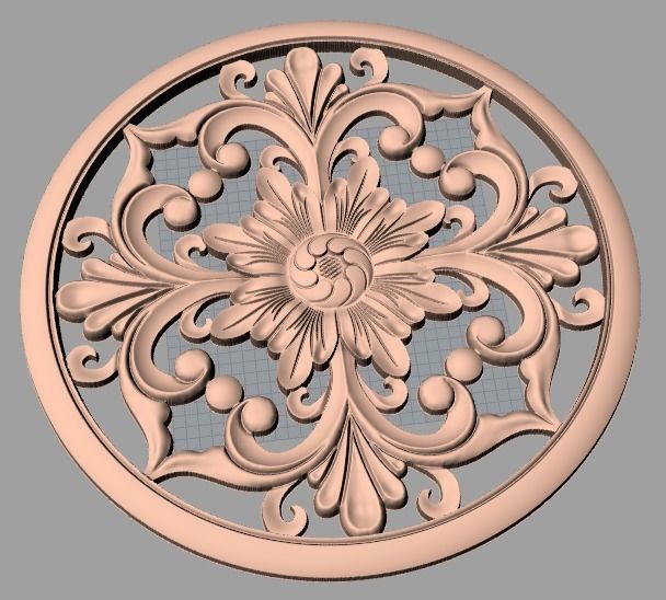 Furniture decoration round flower 3D STL model for CNC E916 3D model_1