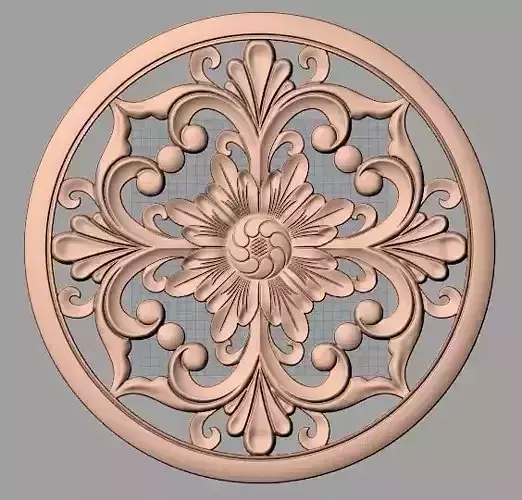 Furniture decoration round flower 3D STL model for CNC E916