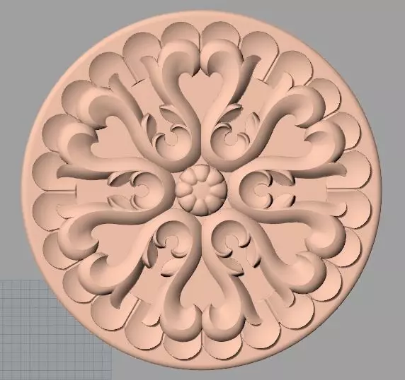 Furniture decoration round flower 3D STL model for CNC E914 3D model_0