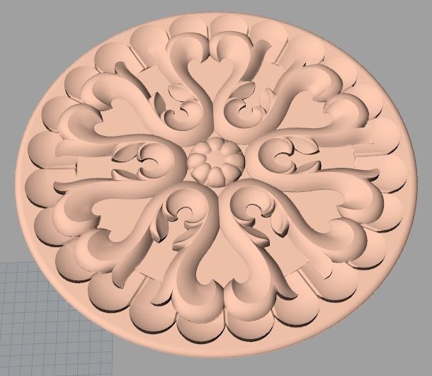 Furniture decoration round flower 3D STL model for CNC E914 3D model_1