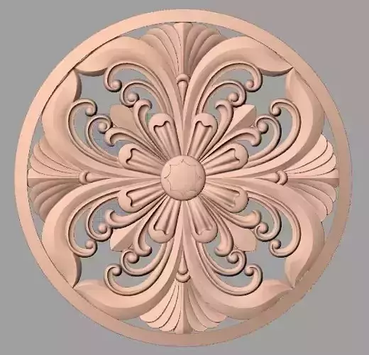 Furniture decoration round flower 3D STL model for CNC E910