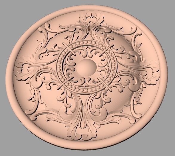 Furniture decoration round flower 3D STL model for CNC E907 3D model_1