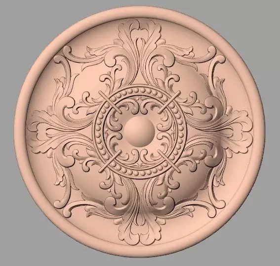 Furniture decoration round flower 3D STL model for CNC E907 3D model_0
