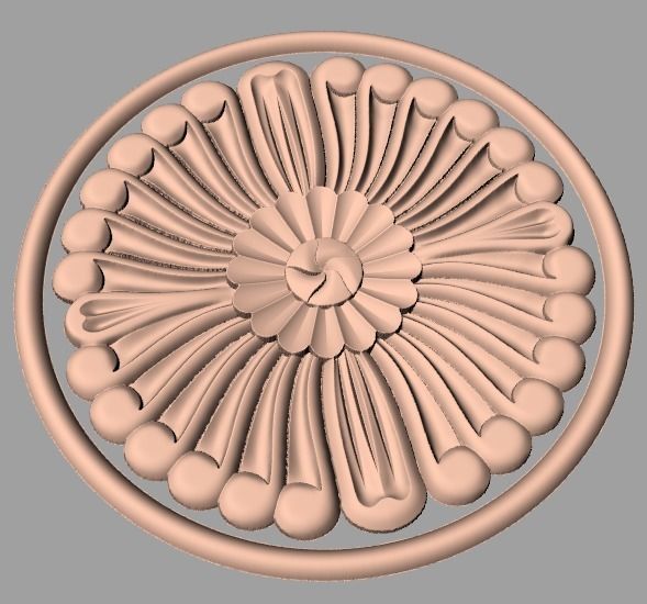 Furniture decoration round flower 3D STL model for CNC E905 3D model_1