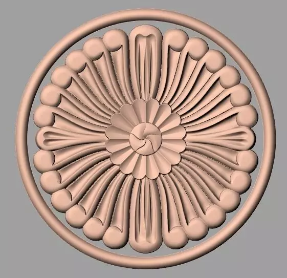 Furniture decoration round flower 3D STL model for CNC E905 3D model_0