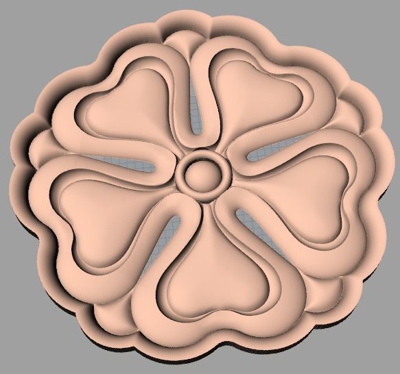 Furniture decoration round flower 3D STL model for CNC E904 3D model_1