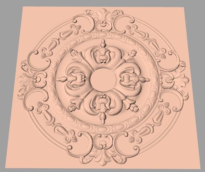 Furniture decoration round flower 3D STL model for CNC E902 3D model_1