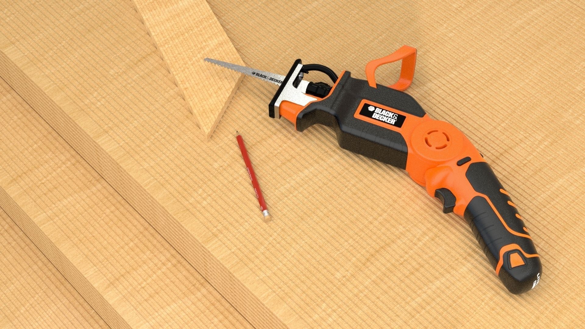 Black Decker Reciprocating Saw Free 3D model_2